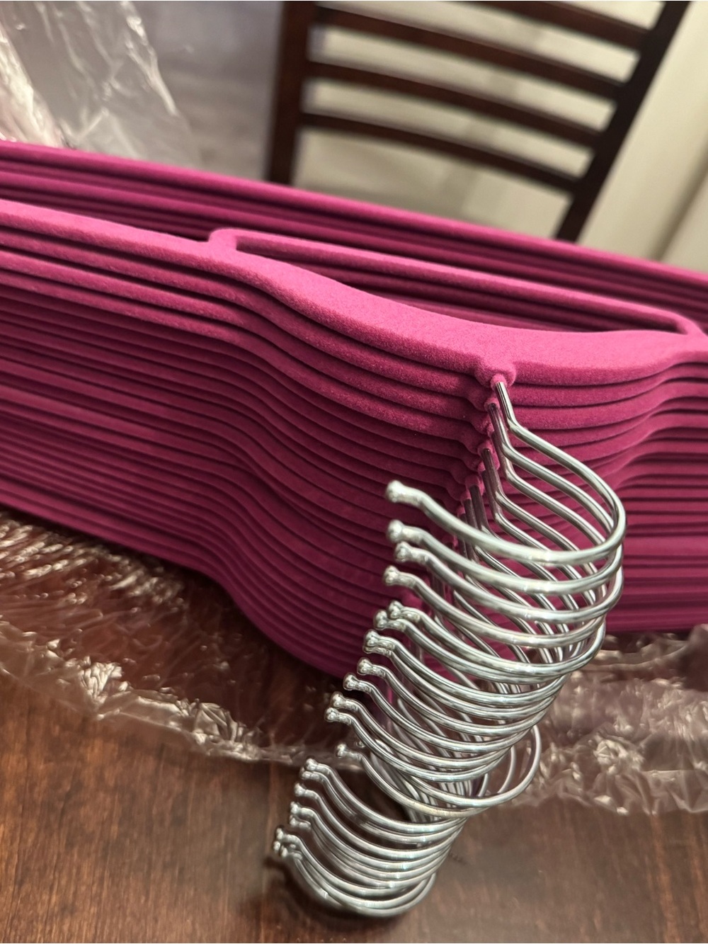 Hot Pink/Magenta Velvet Slim Women's Hangers - Set of 25